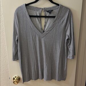 Lucky Brand Black and White Striped Long Sleeve Top